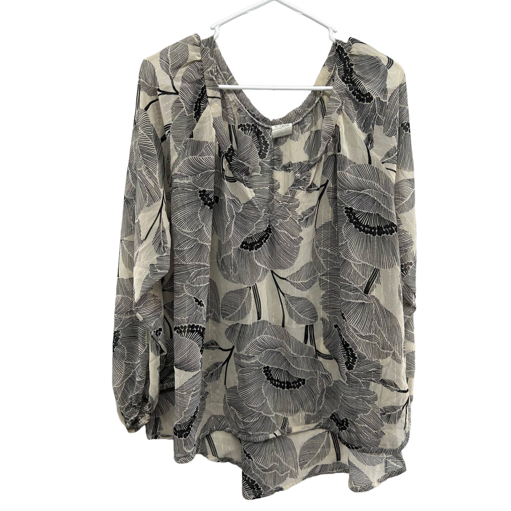 Like New By Together Poppy Floral Print Chiffon Peasant Blouse Women's S/M